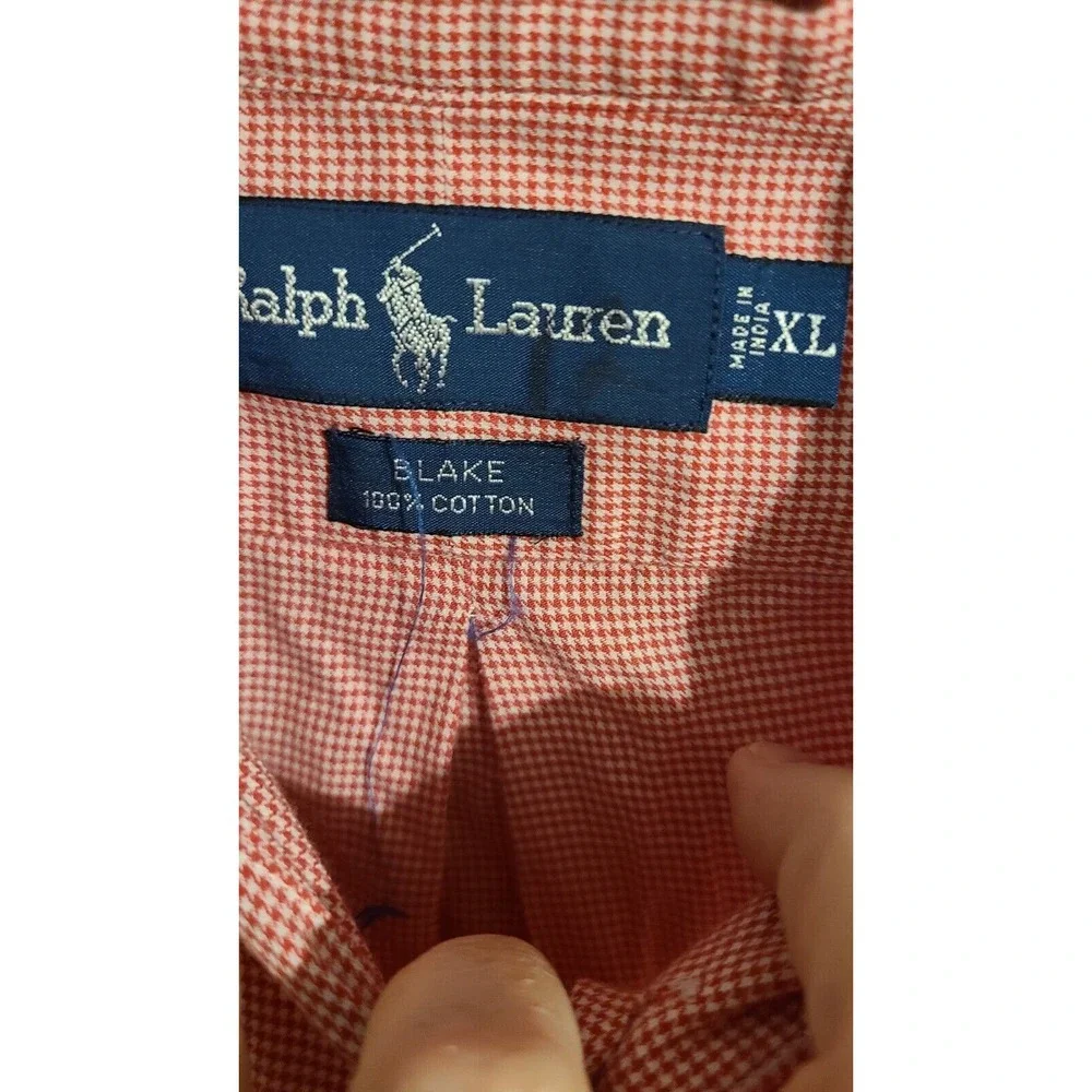 POLO RALPH LAUREN Shirt Red Check Cotton Men's Blake XL‎